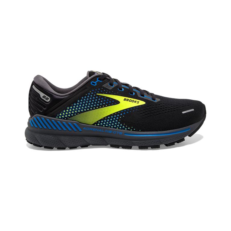 Brooks Adrenaline GTS 22 Supportive Walking Shoes - Men's - Black/Blue/GreenYellow/Nightlife (50831-